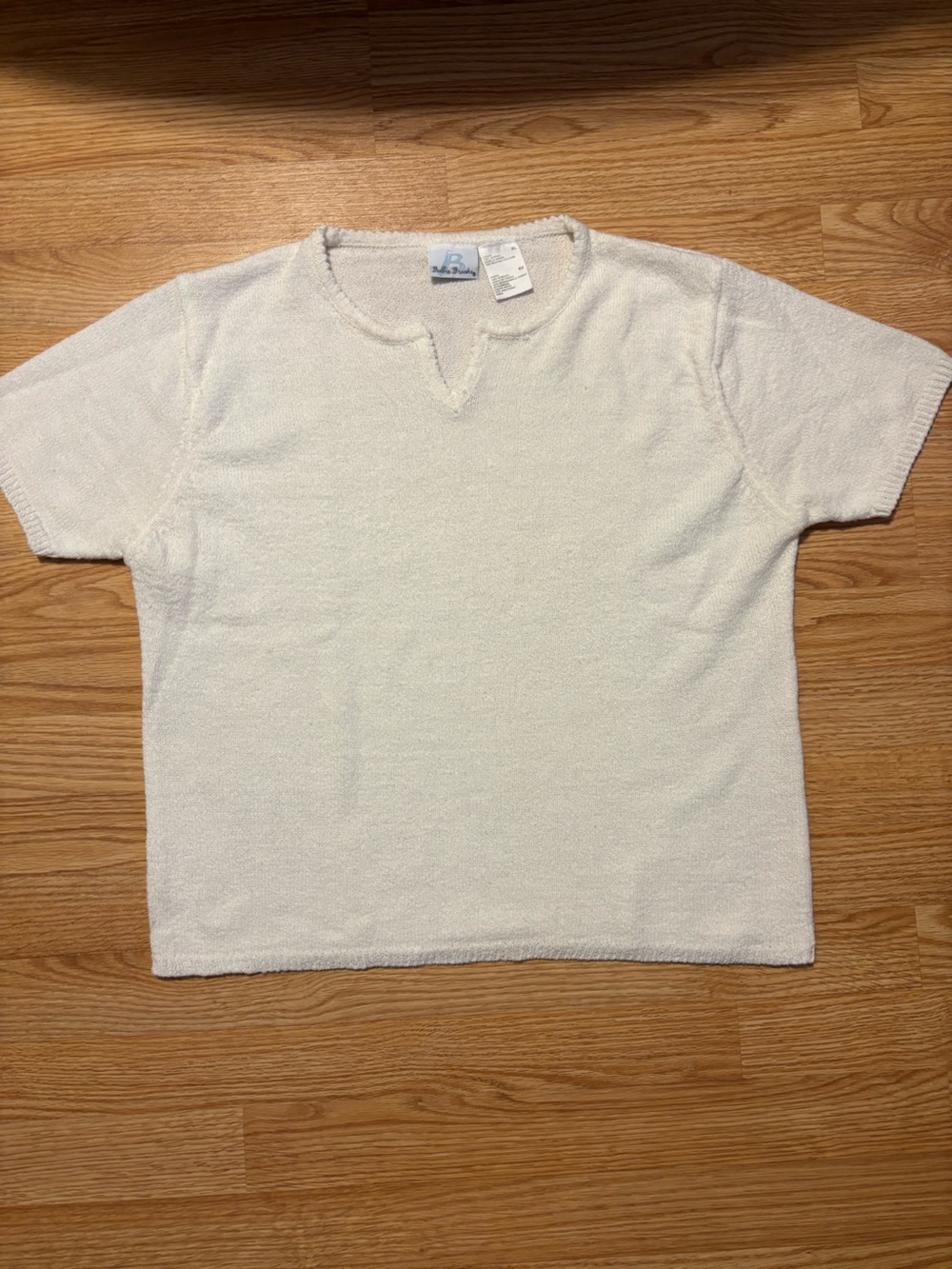 Textured Short Sleeve Top in White
